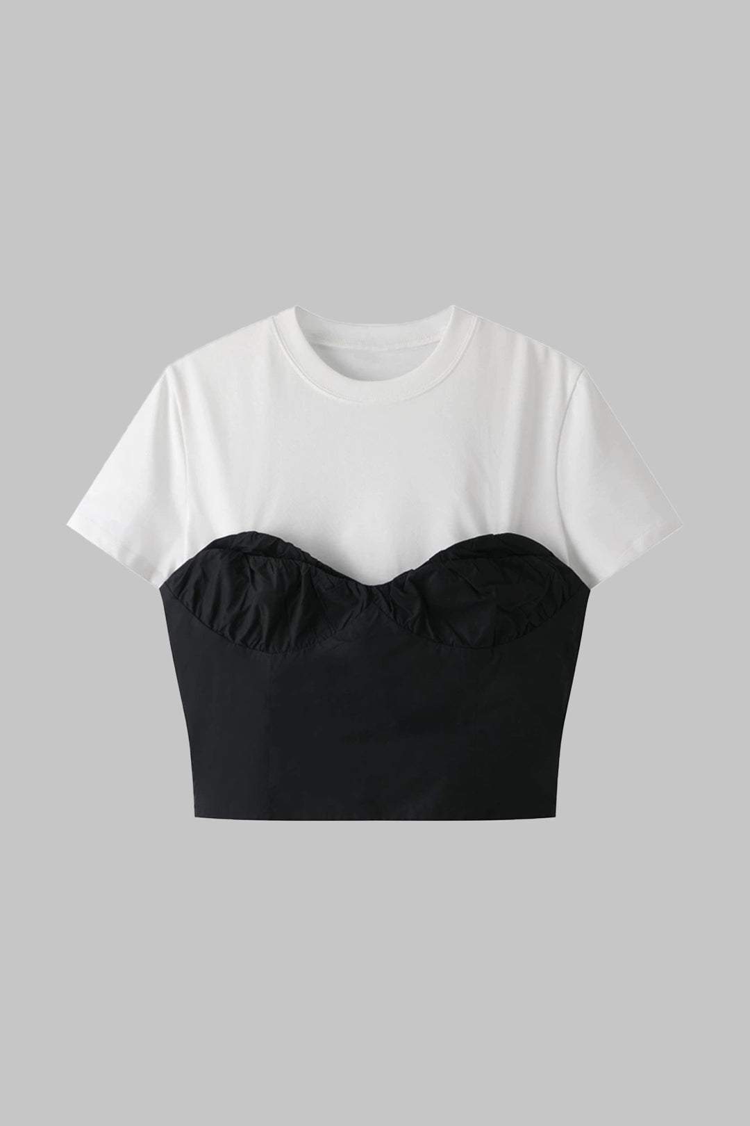 Contrast Ruched Patchwork Short Sleeve T-Shirt