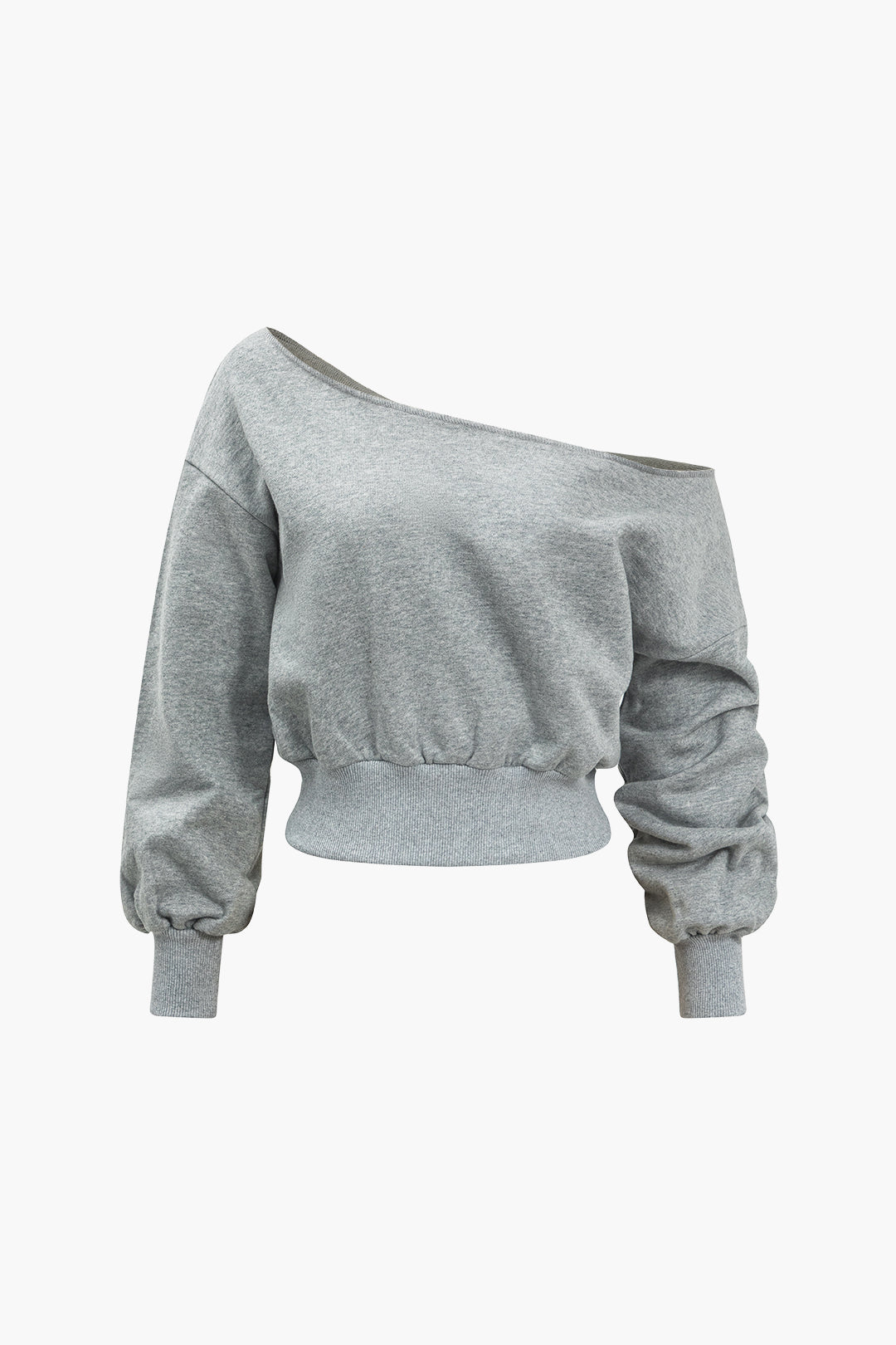 Solid Asymmetrical Ruched Sweatshirt