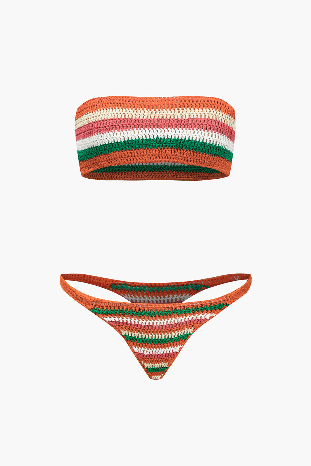 Rainbow Stripe Crochet Bikini Set