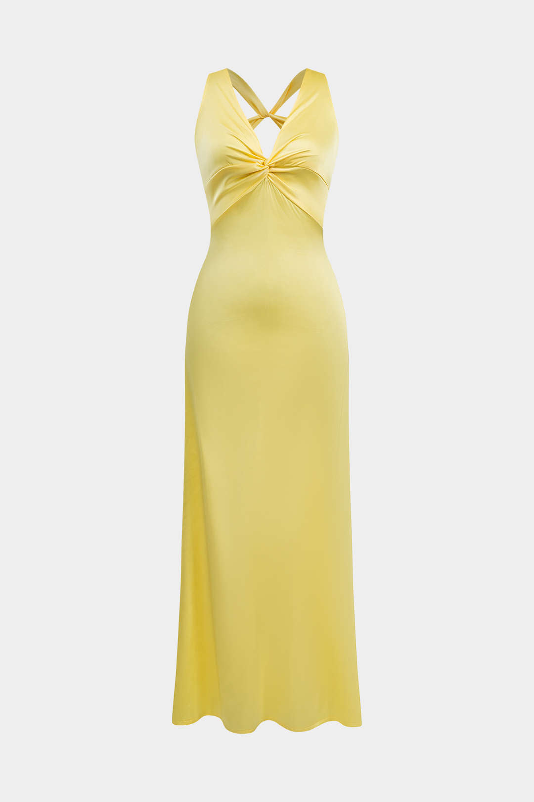 Satin Backless Strappy Zipper Sleeveless Maxi Dress