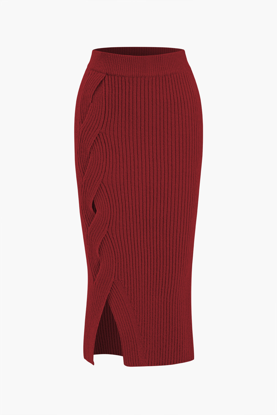 Crossed Sweater Asymmetrical Midi Skirt