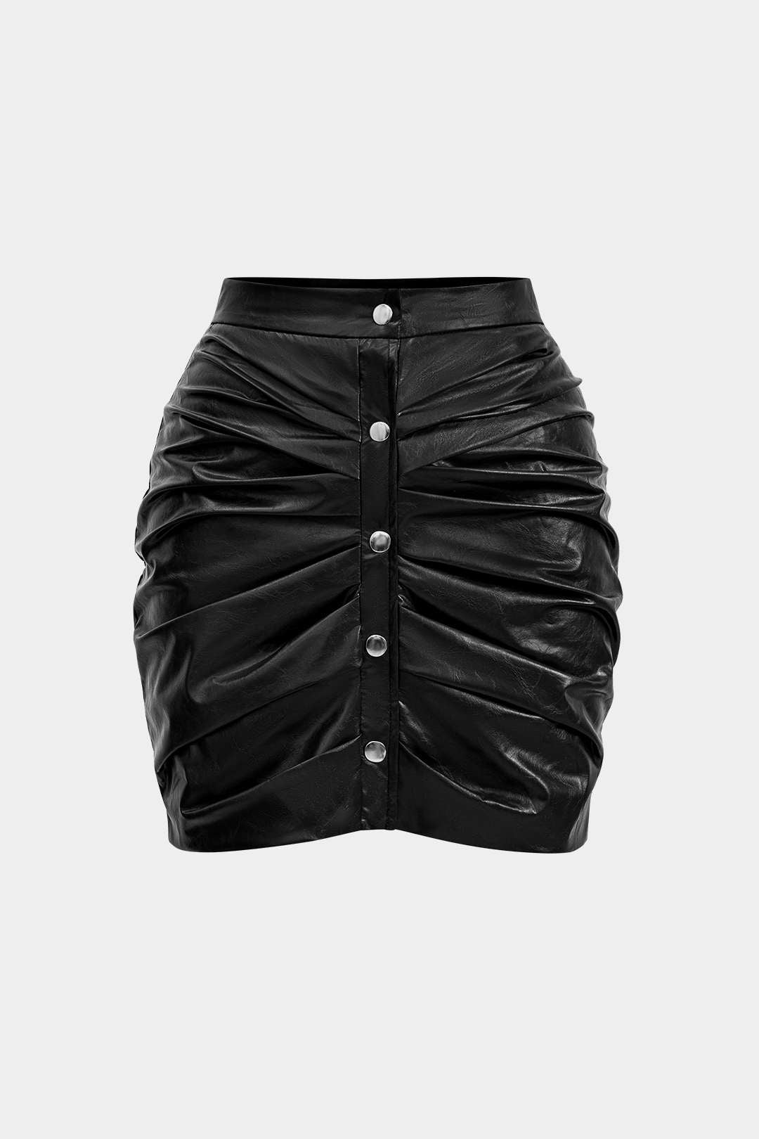 Faux Leather Ruched Skirt