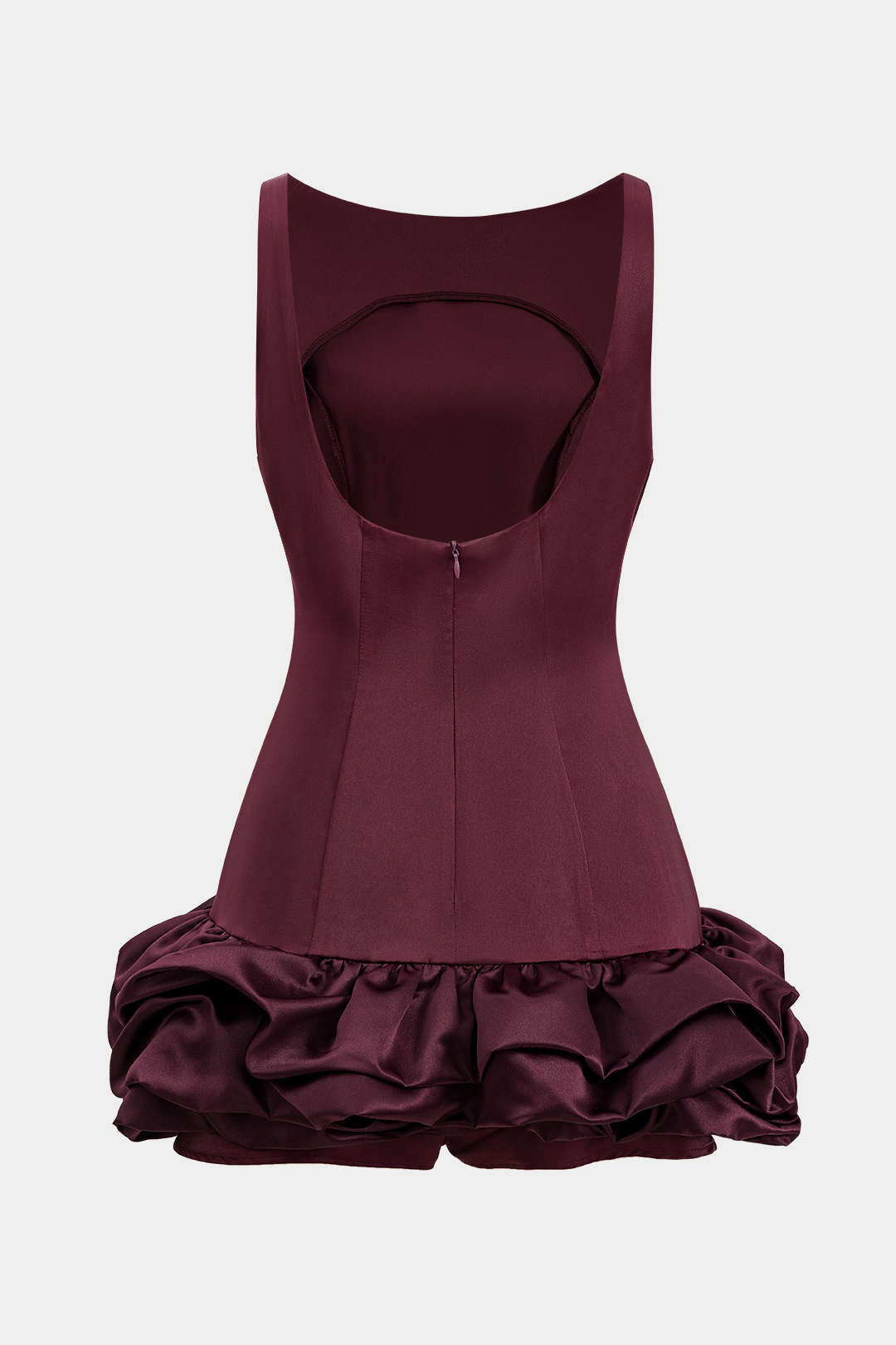 Satin Ruffle Hem Sleeveless Mini Dress