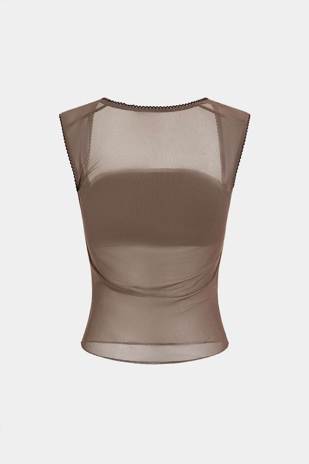 Mesh Ruched Sheer Tank Top