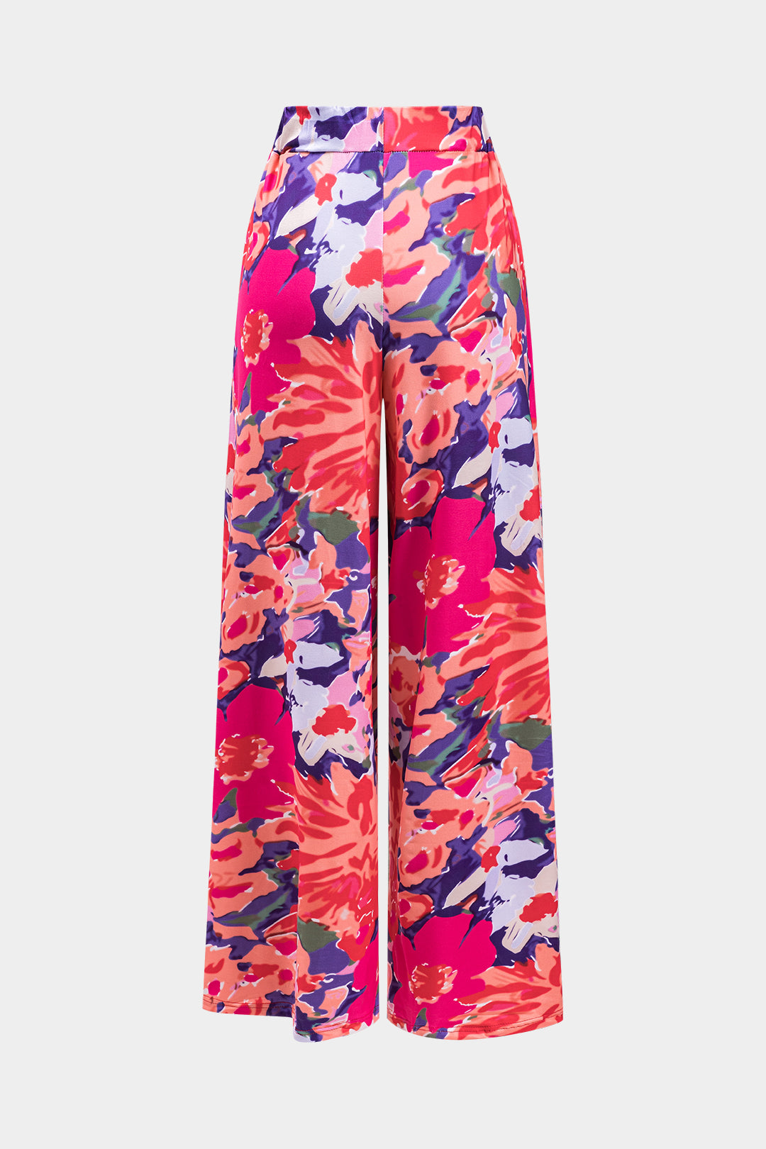 Floral Print Ruched Tie-Up Top And Wide Leg Trousers Set