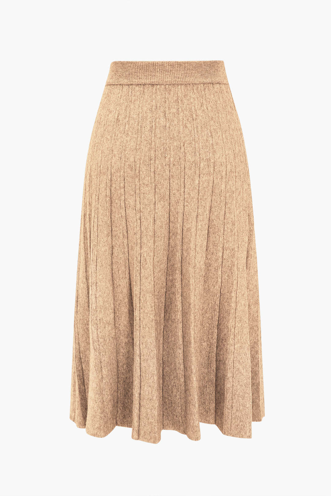 Solid Knit Pleated High Waist Skirt