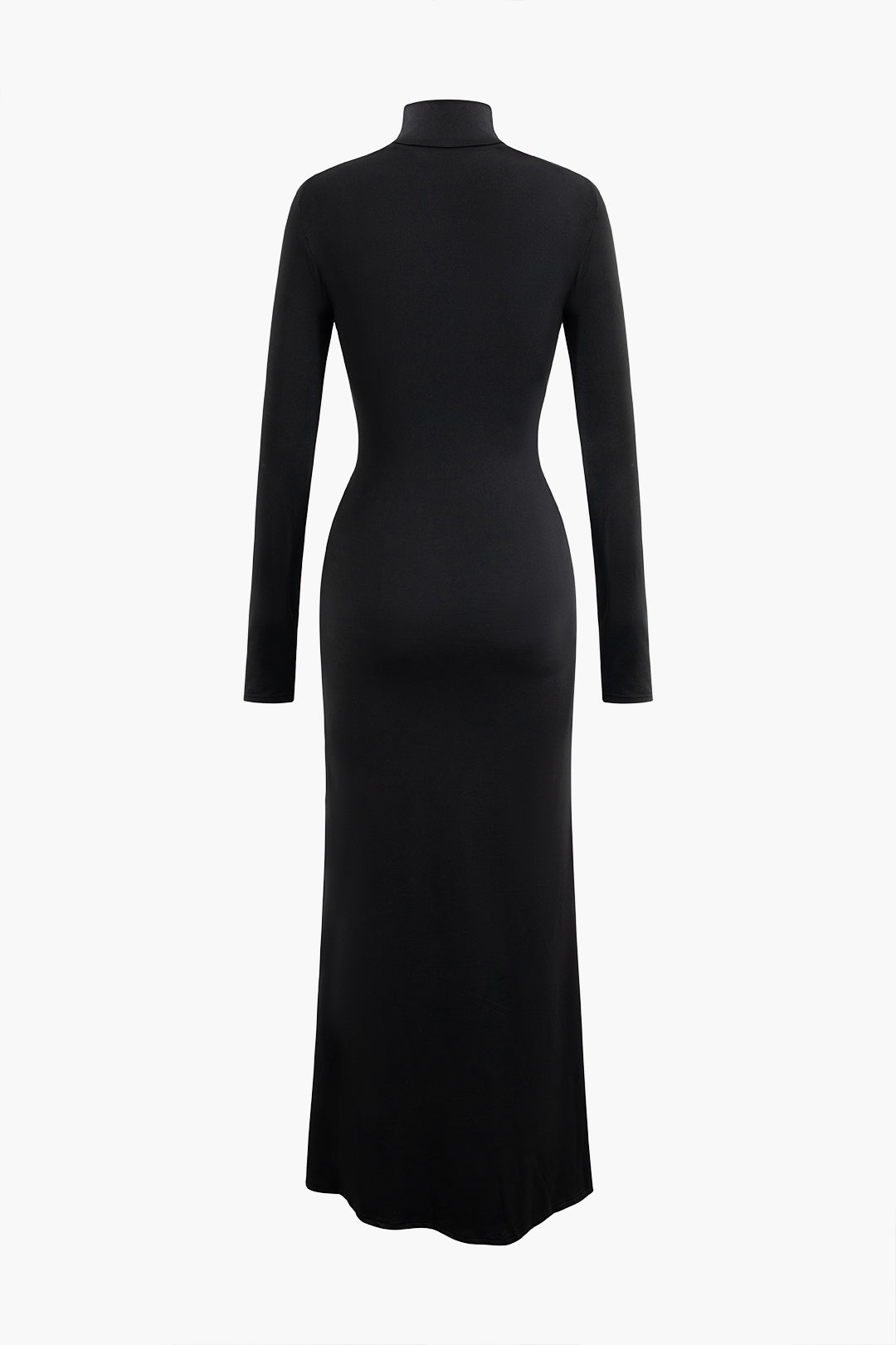 Body Print Turtle Neck Long Sleeve Maxi Dress