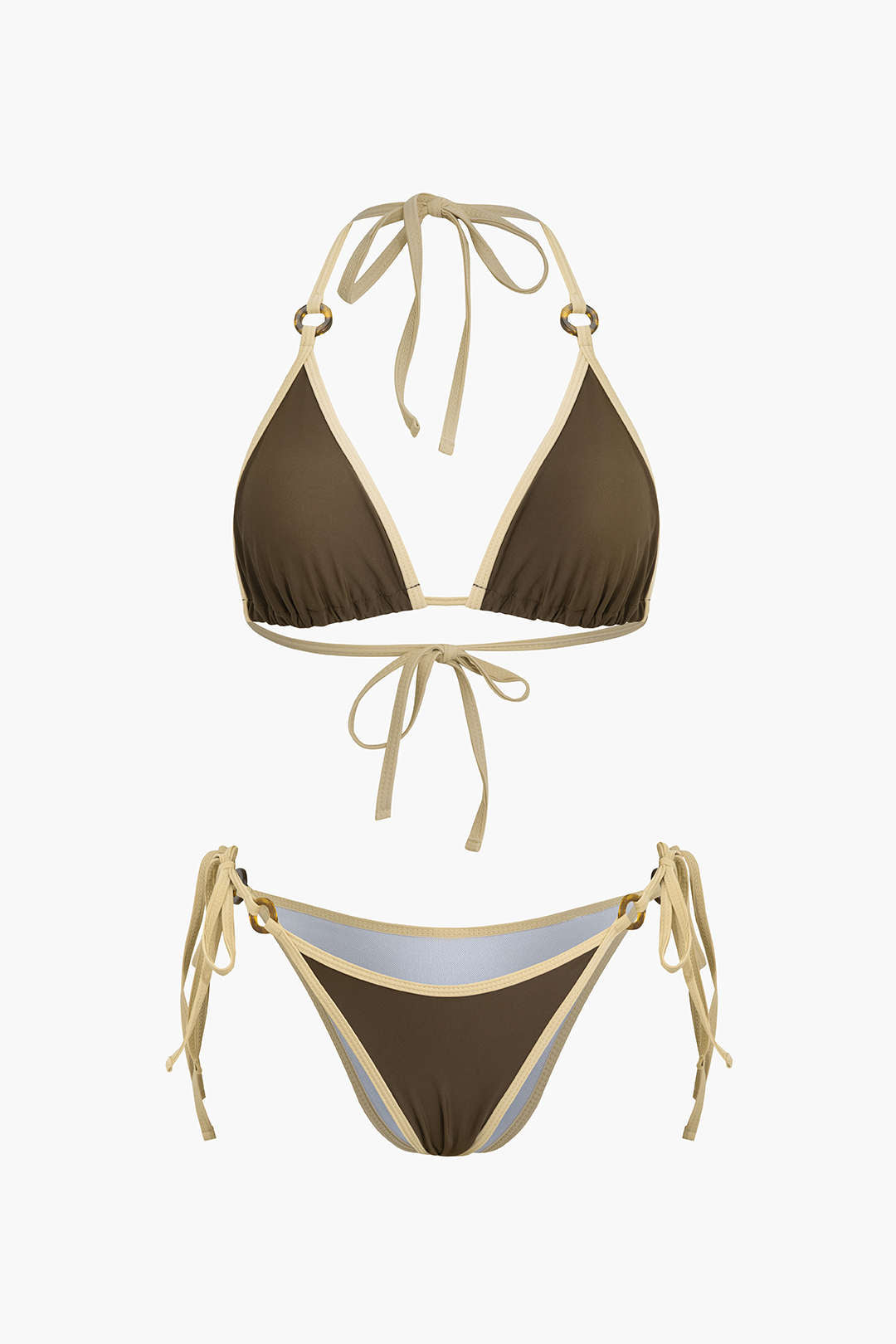 Contrast Tie-Up Bikini Set