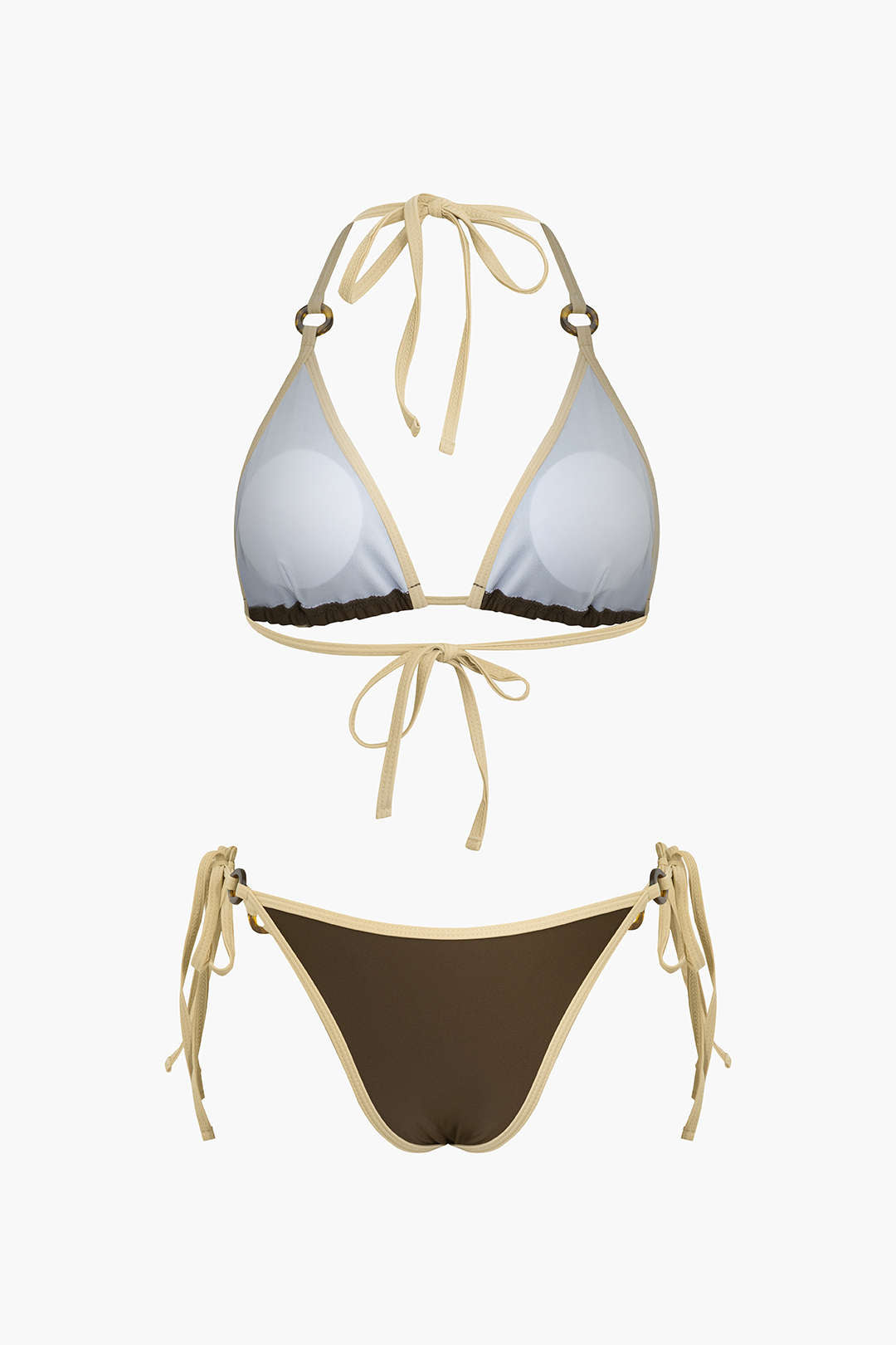 Contrast Tie-Up Bikini Set