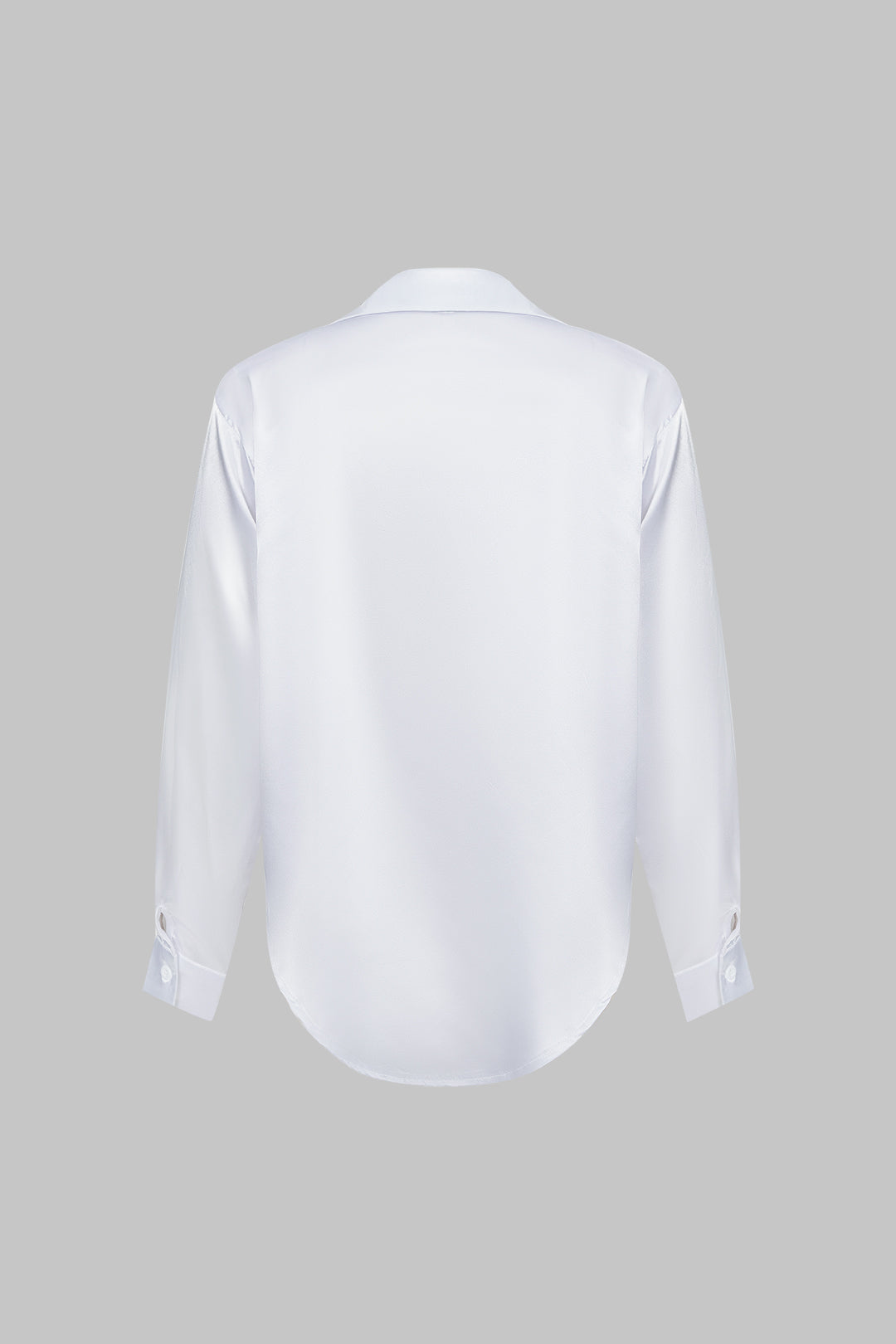 Basic Solid Satin Long-Sleeve Shirt