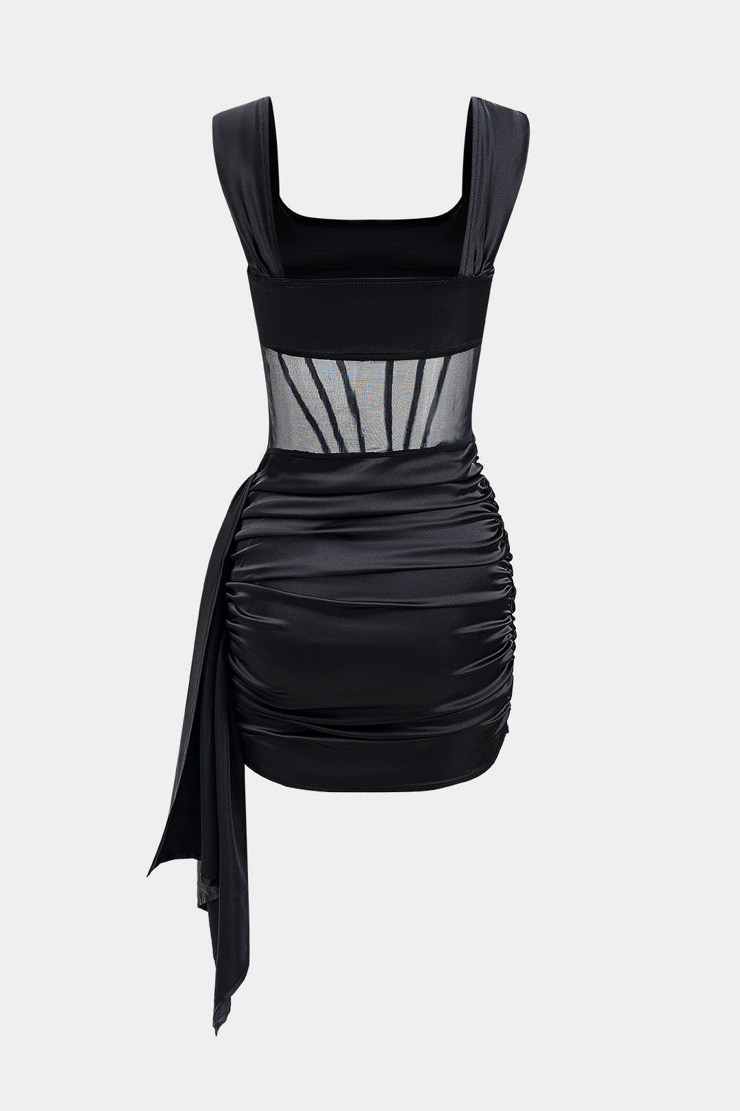 Satin Mesh Ruched Corset Mini Dress