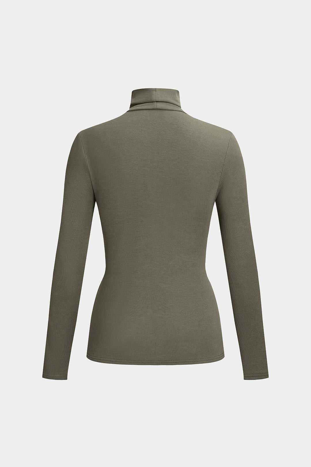 Ruched Crossed Mock Neck Long-Sleeve Top