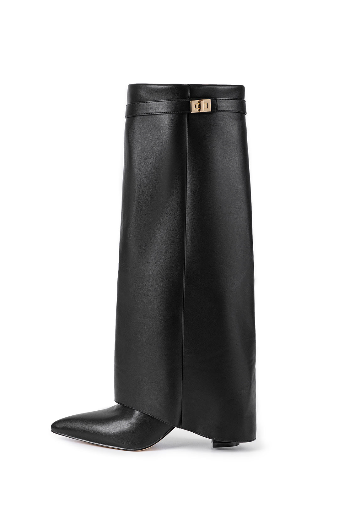 Metal Buckle Pointed Knee High Boots