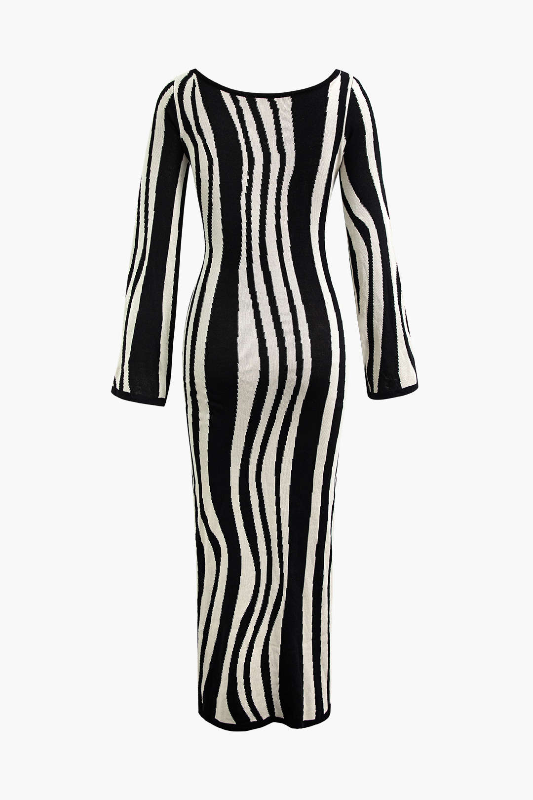 Contrast Stripe Round Neck Knit Maxi Dress