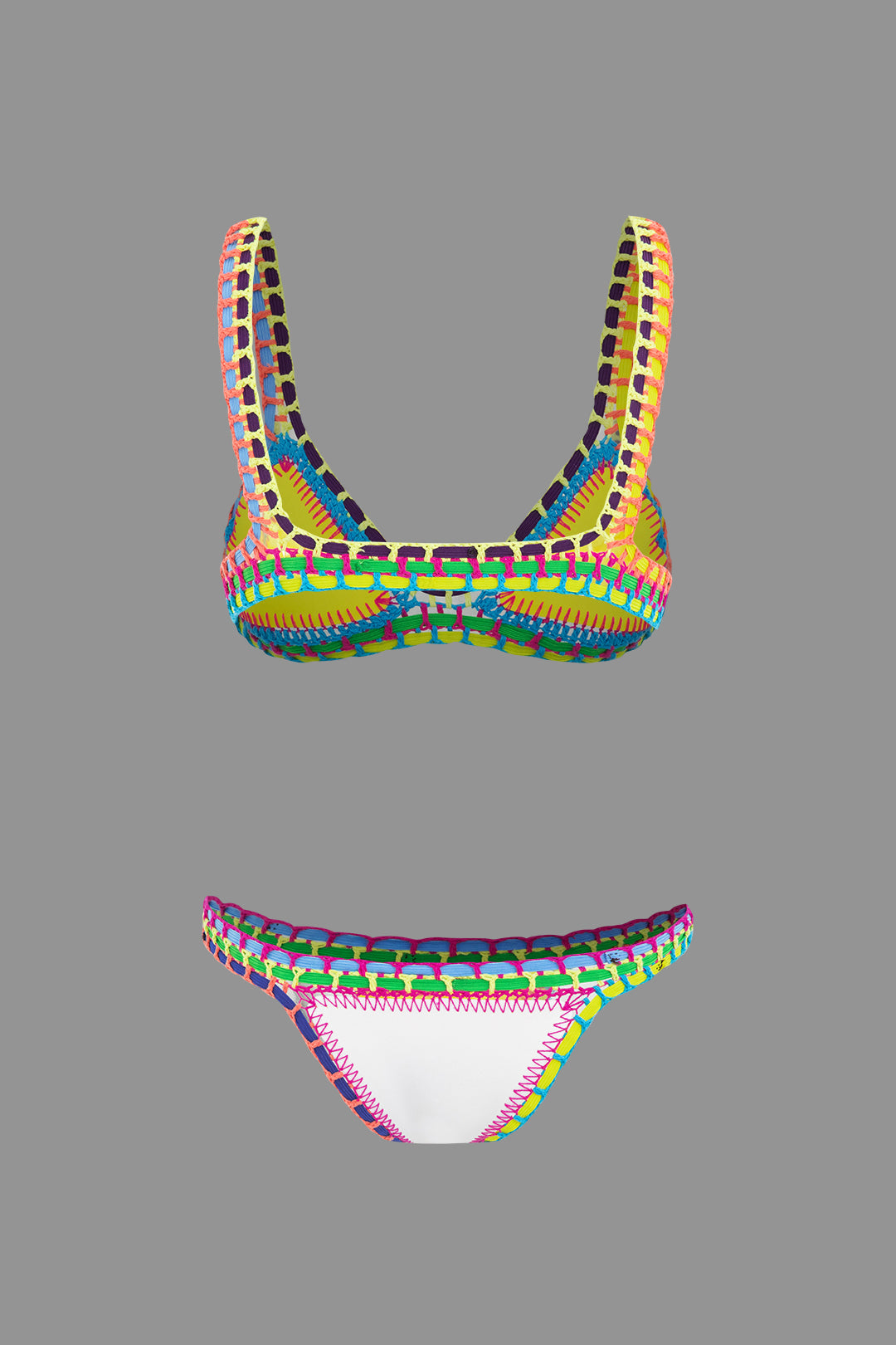 Contrast Crochet Trim Bikini Set