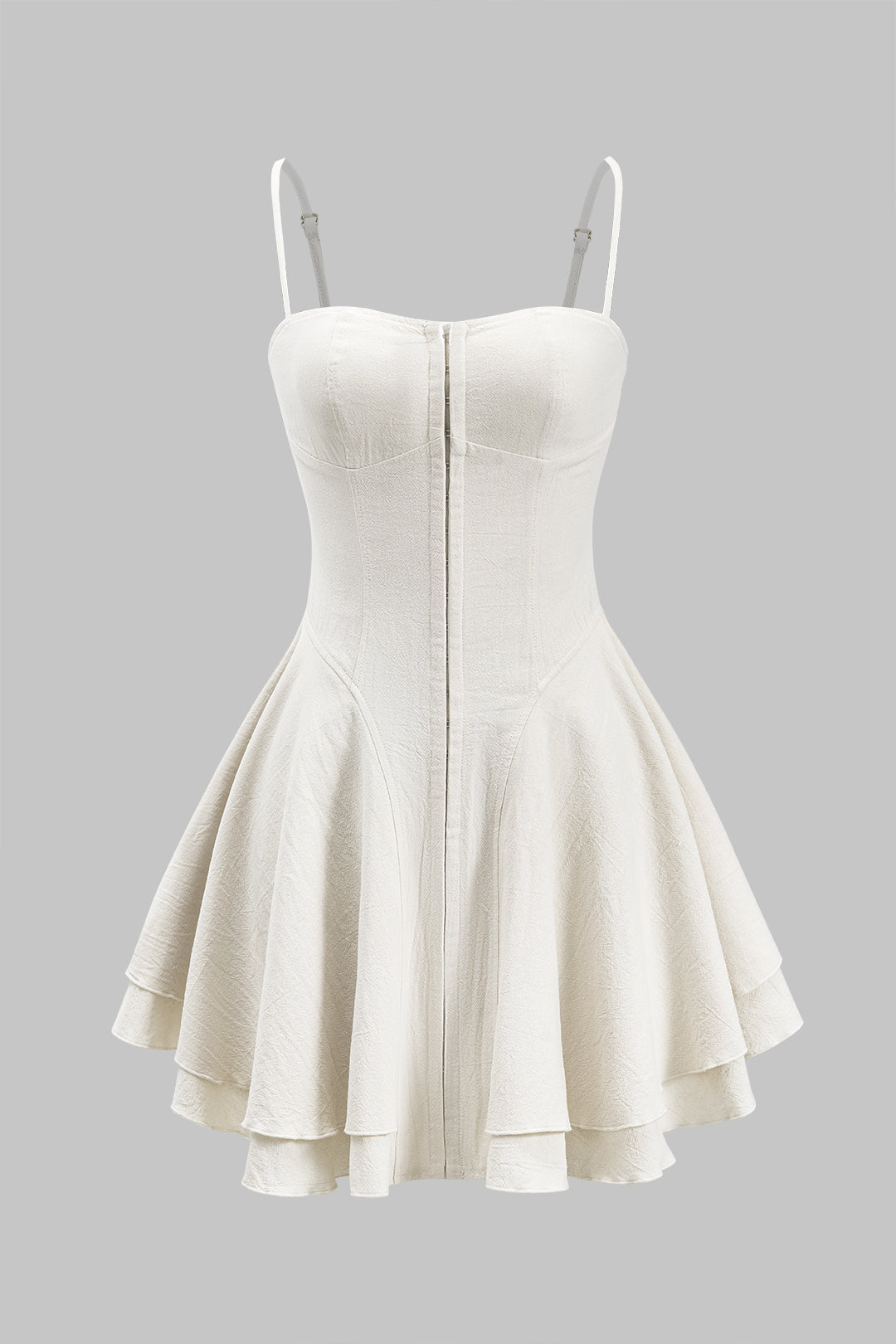 Linen  Zipper Corset Slip Mini Dress