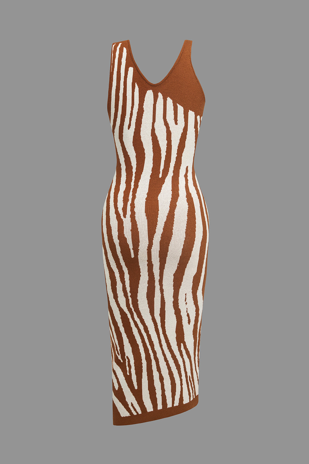 Zebra Print Asymmetrical Midi Dress