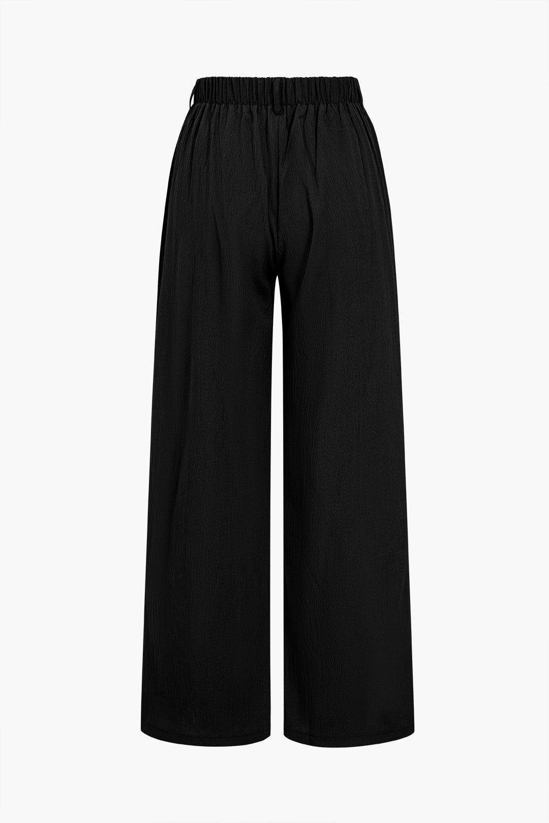 Basic Solid Ruched Wide Leg Trousers