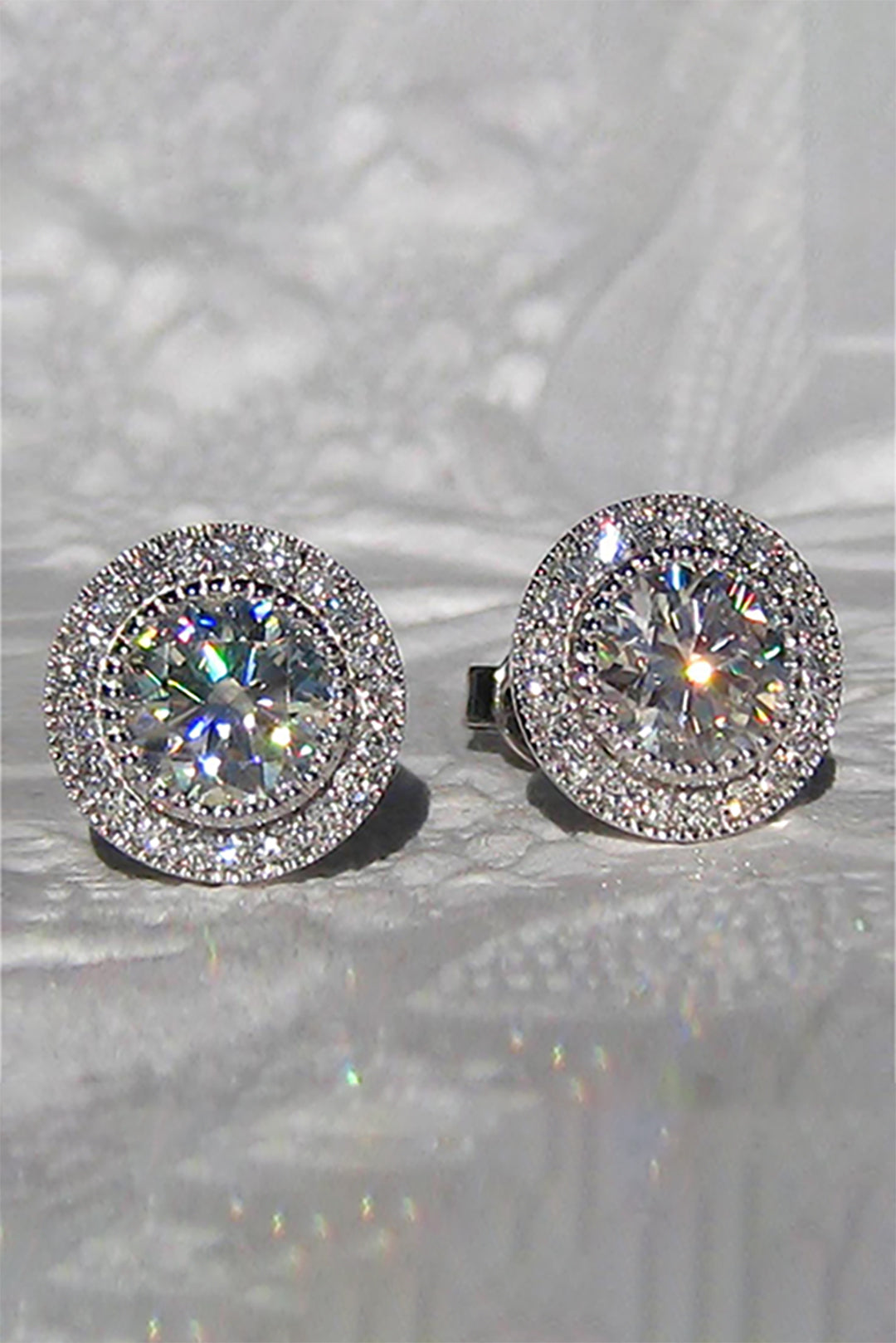 Zircon Shiny Round Diamond Earrings