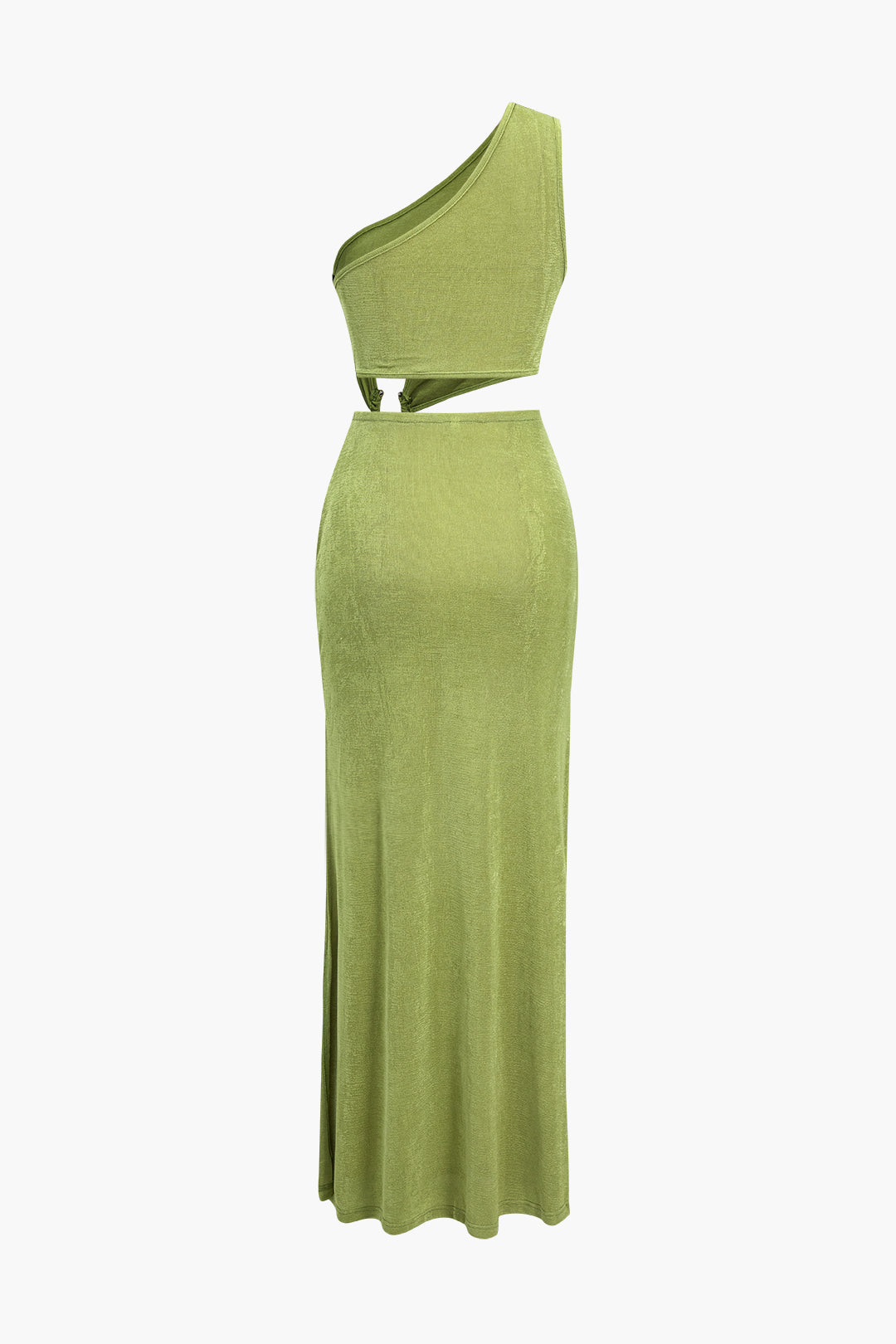 Ruched Cut Out Asymmetrical One Shoulder Slit Maxi Dress