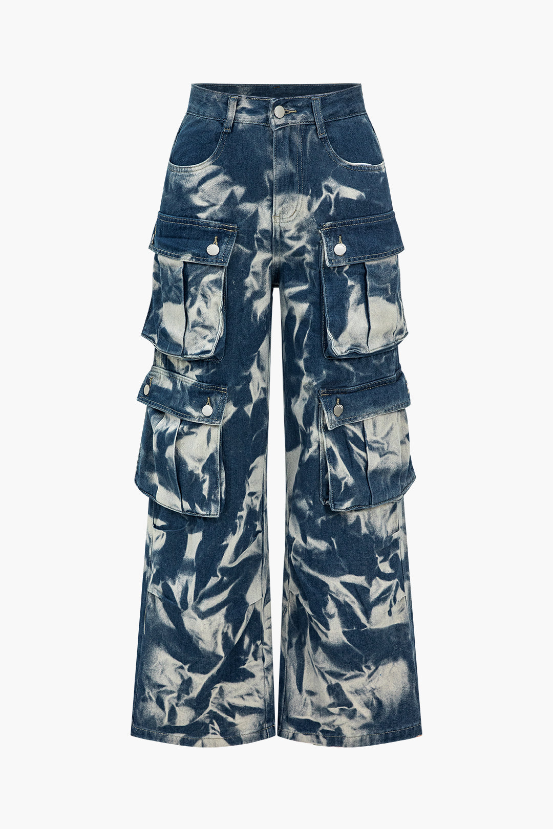 Tie Dye Flap Pocket Cargo Jeans