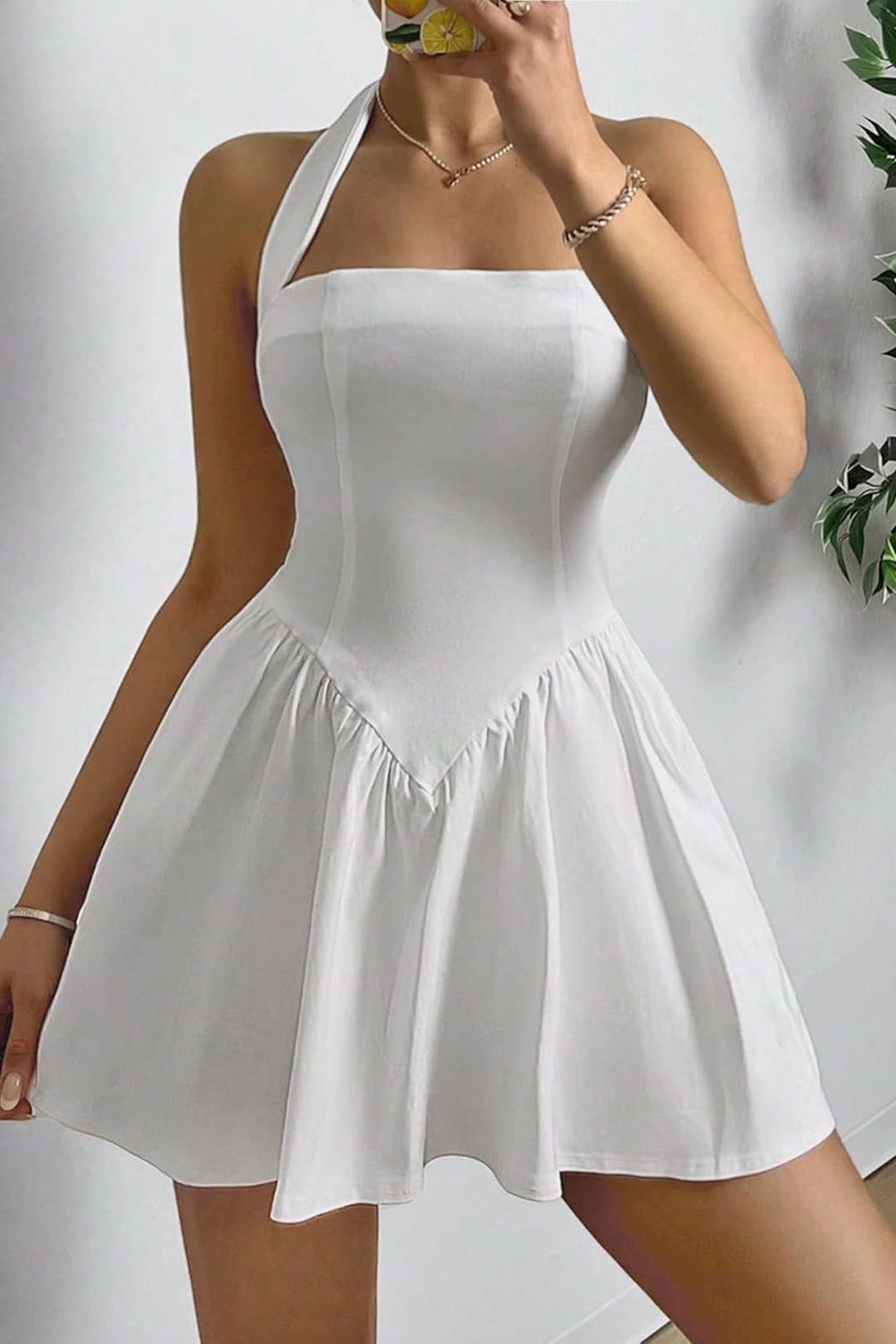 Halter Neck Sleeveless Mini Dress