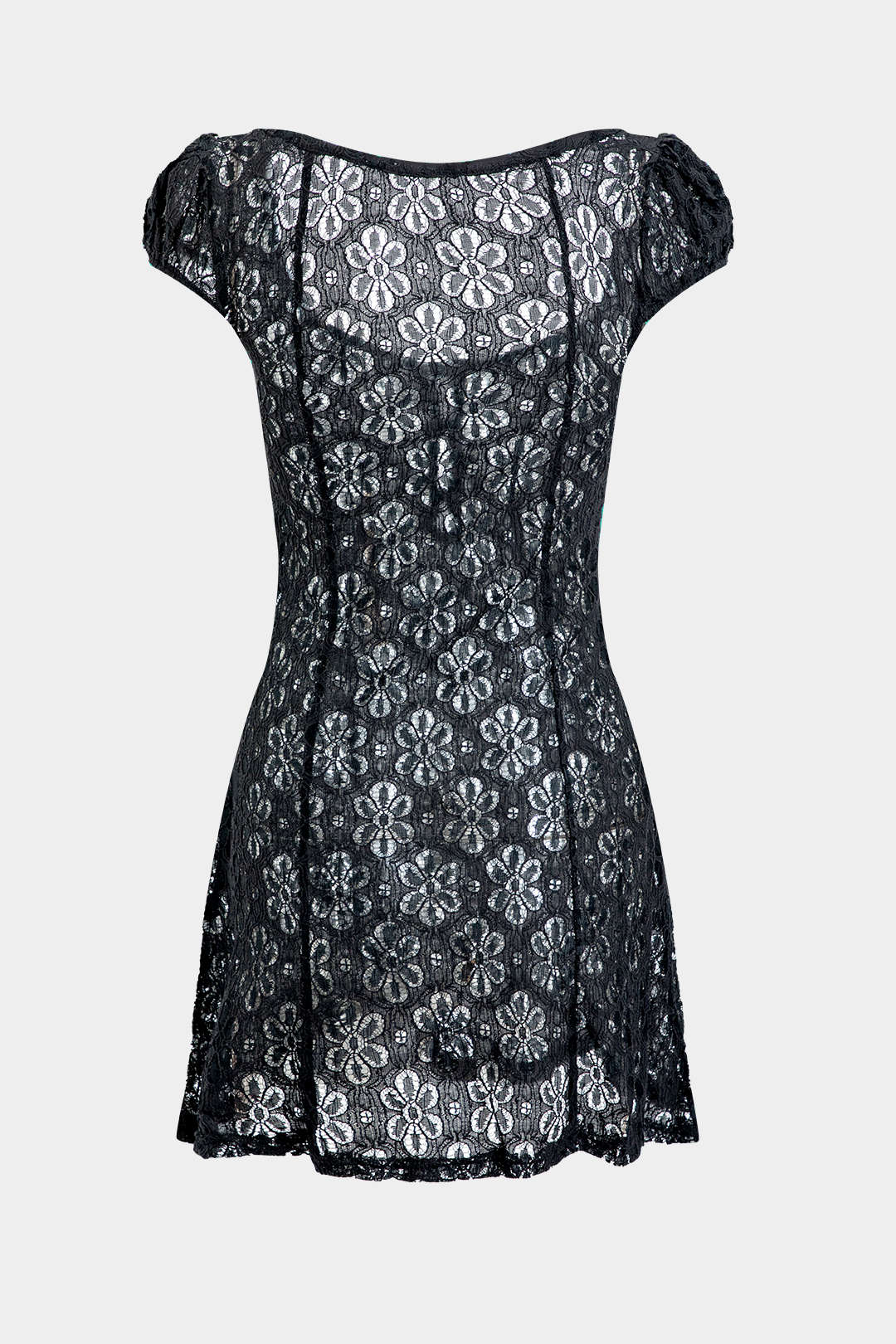 Lace Cut Out Short Sleeve Mini Dress