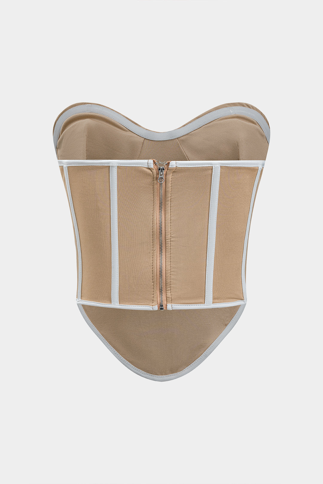 Contrast Zipper Bustier Corset Tube Top