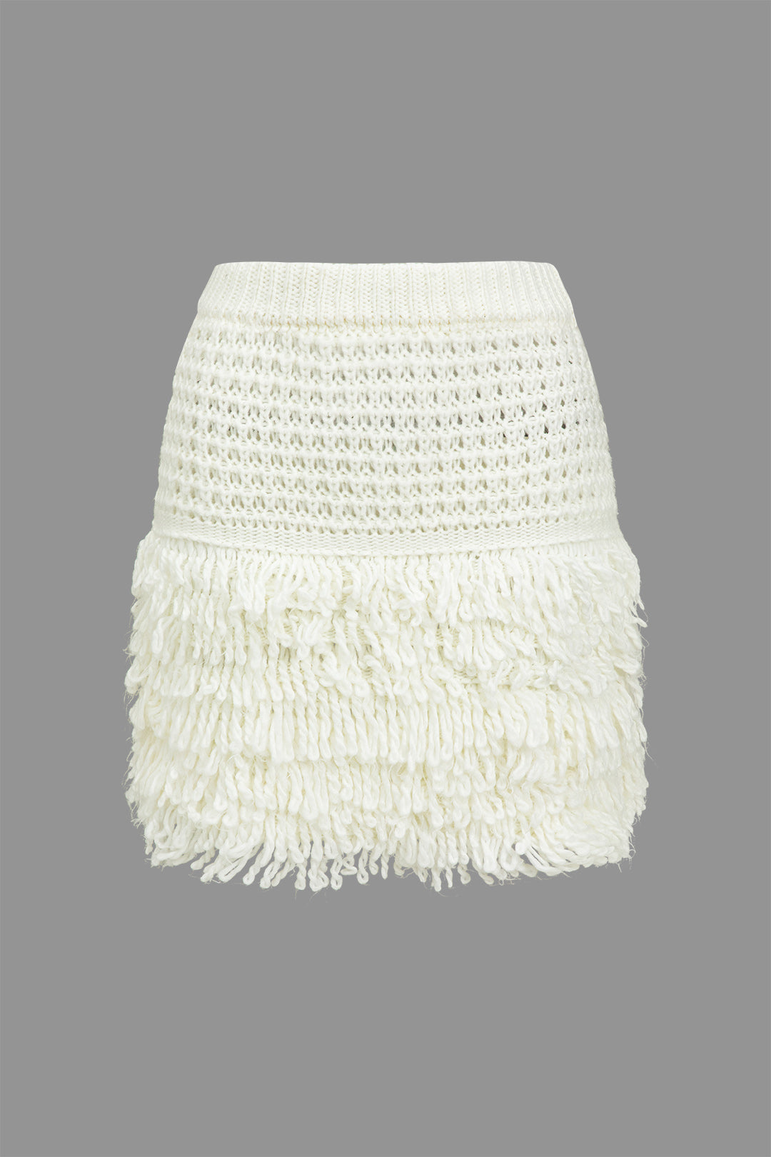 Solid Fringe Sweater Skirt