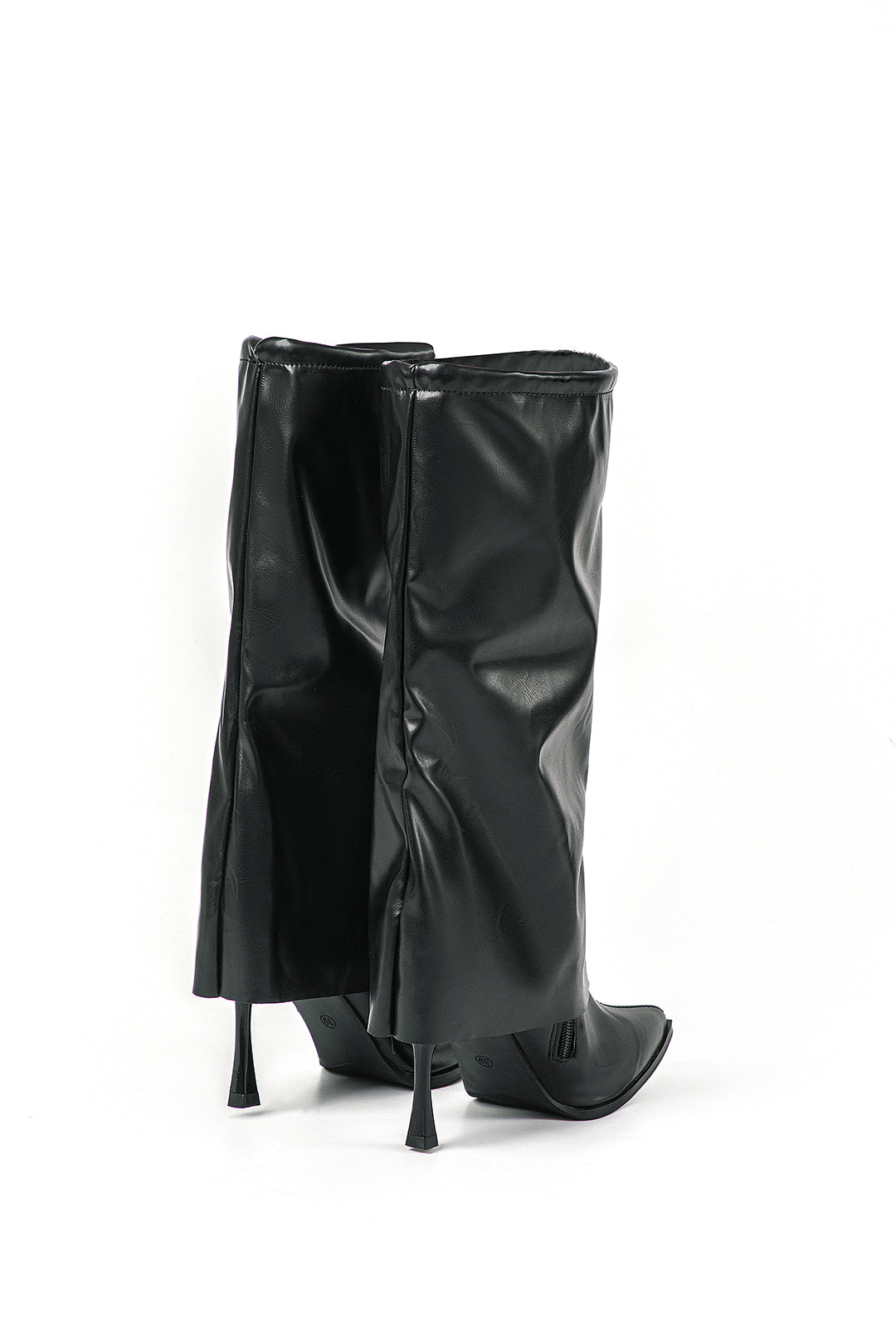 Faux Leather Pointed Toe Knee High Boots