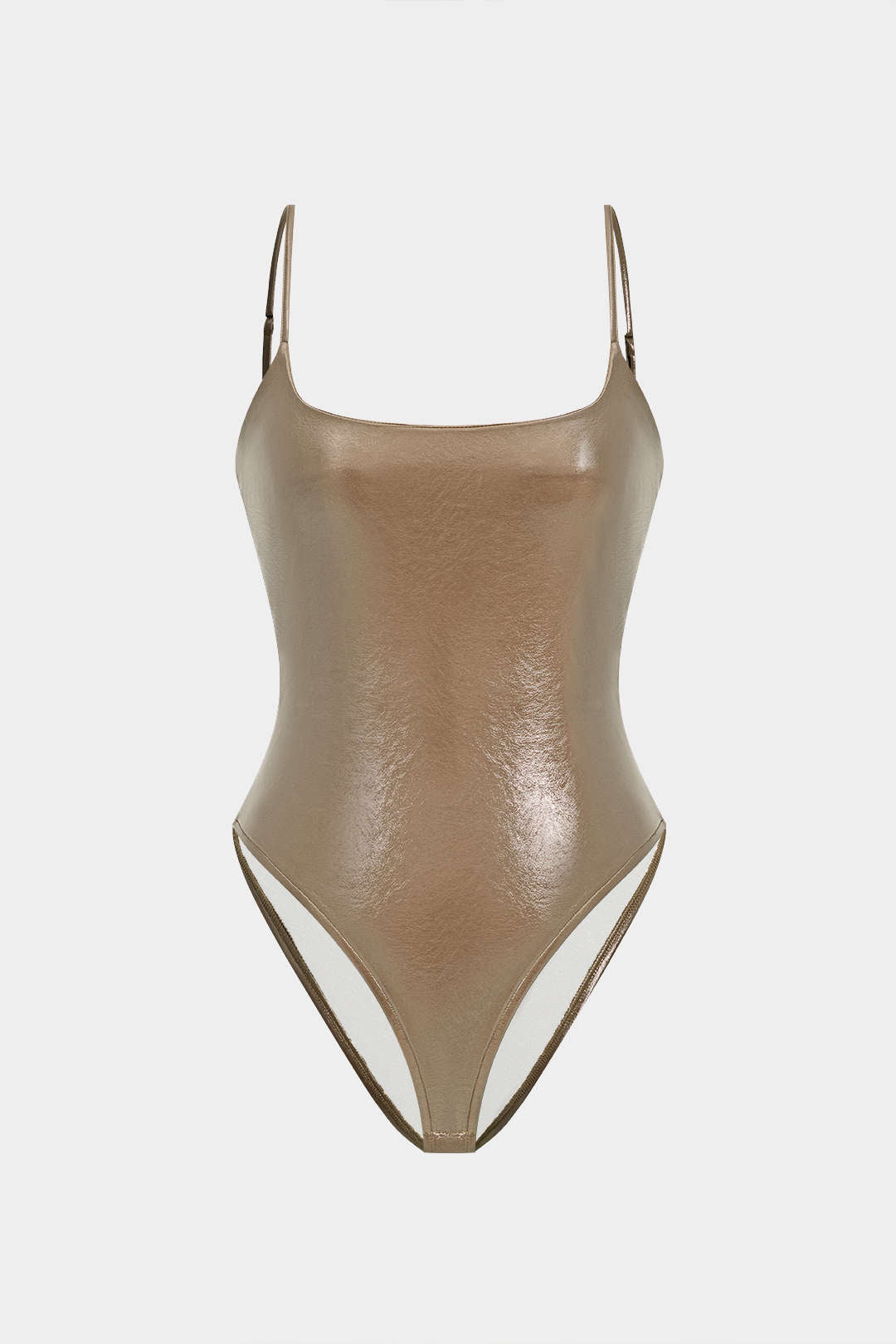 Basic Solid Faux Leather Bodysuit