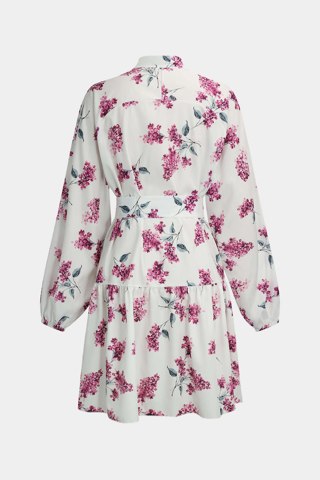 Floral Print Tie-Up Long Sleeve Mini Dress