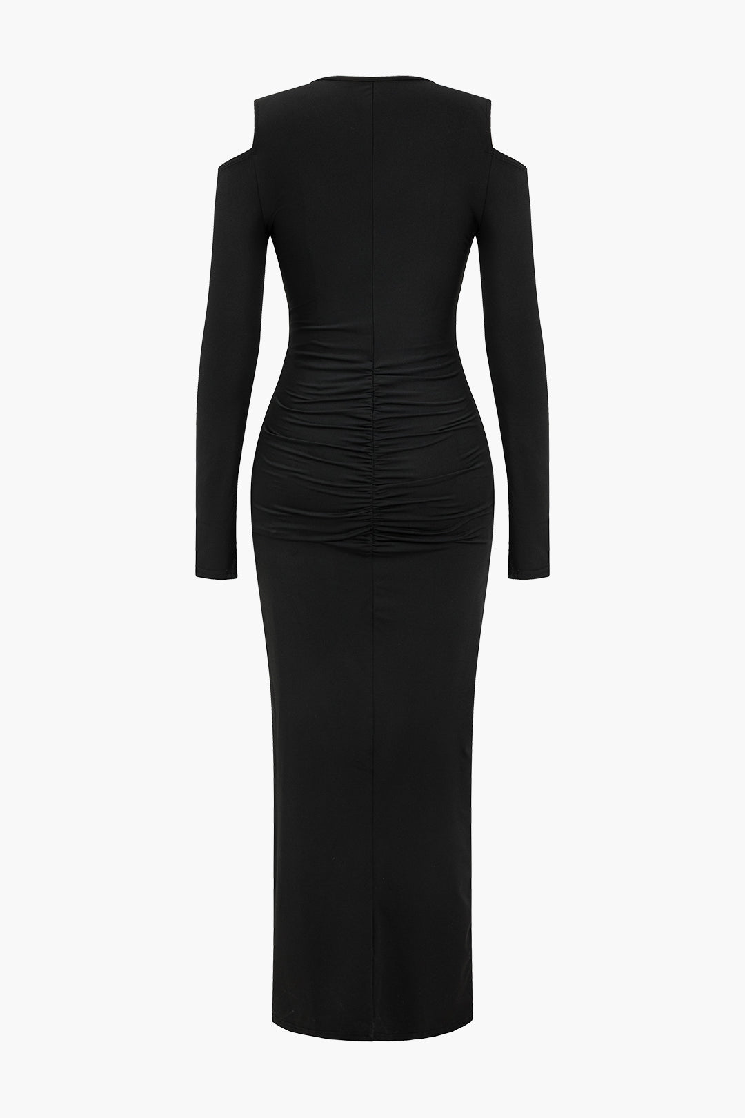 Ruched V-Neck Long Sleeve Maxi Dress