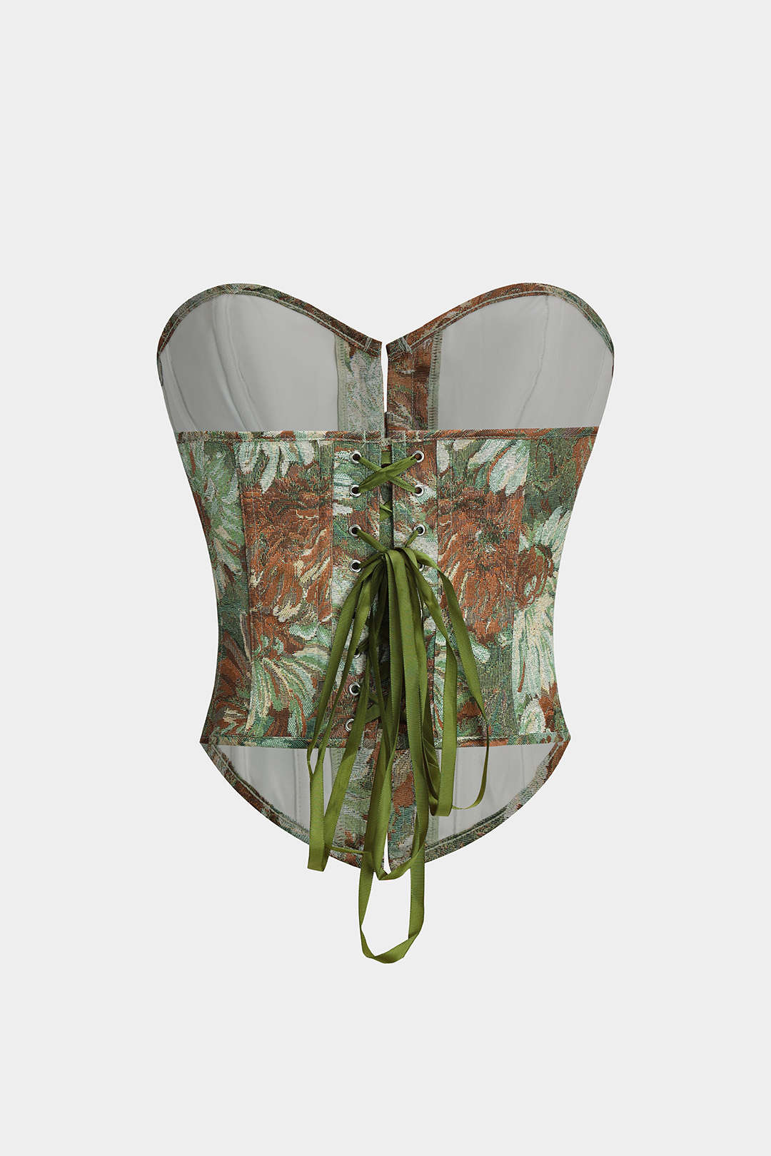 Floral Print Strapless Tie Back Corset Tube Top