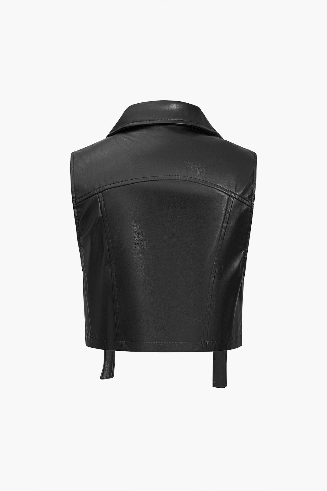 Solid Faux Leather Pocket Vest