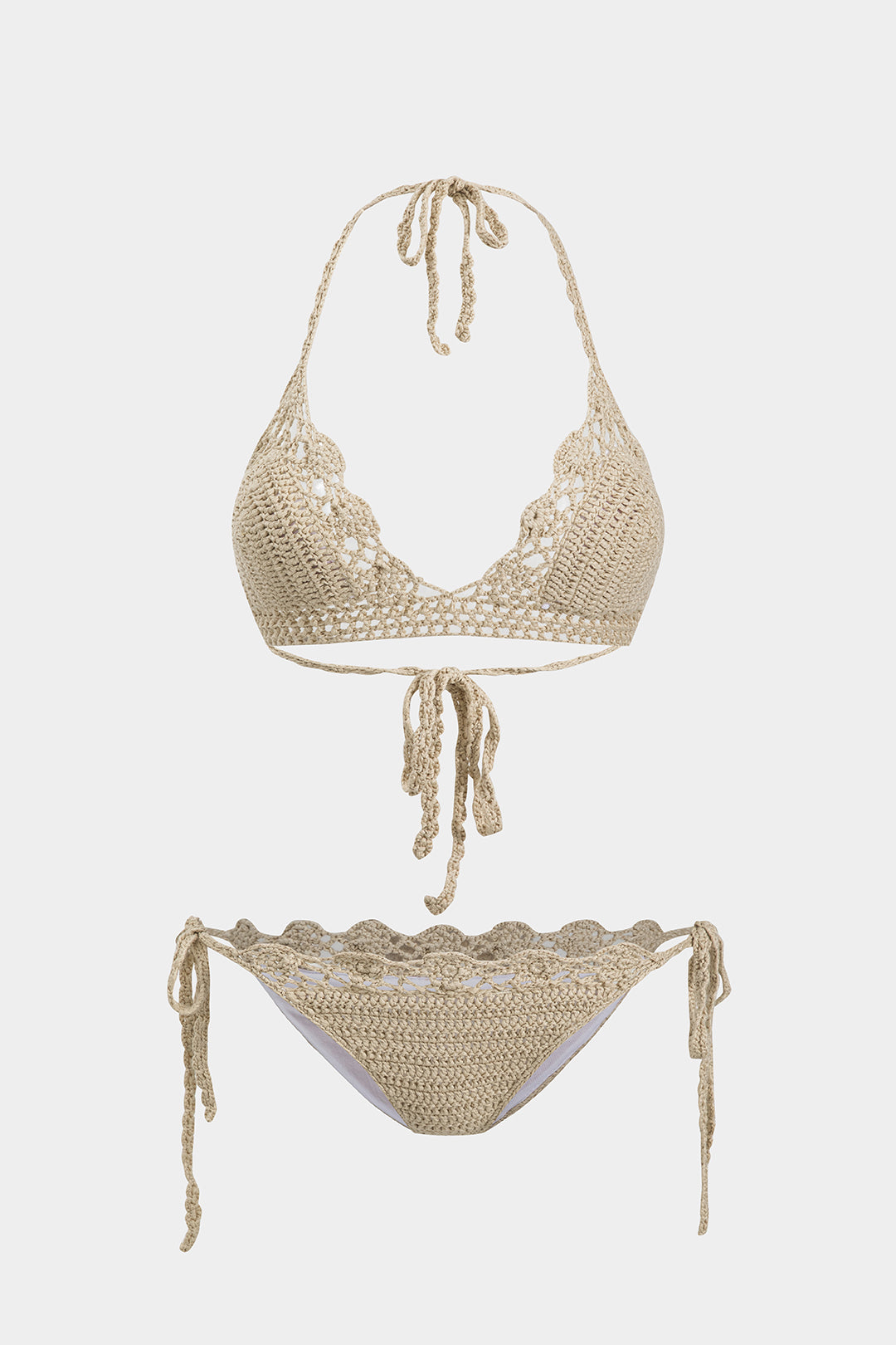 Knit Tie Up Cut Out Bikini Set