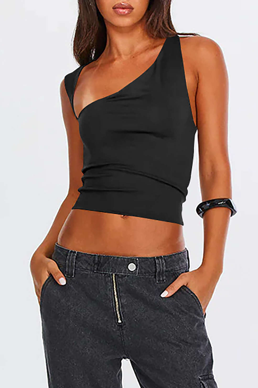 Basic Asymmetrical Cut Out Tank Top