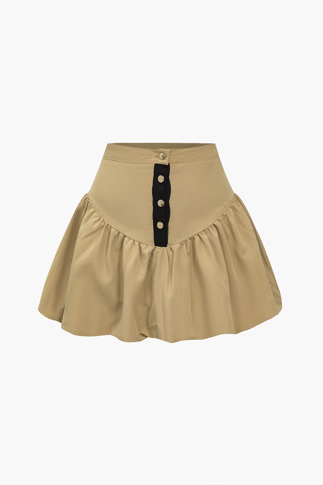 Solid Button Fake Pockets Skirt Set