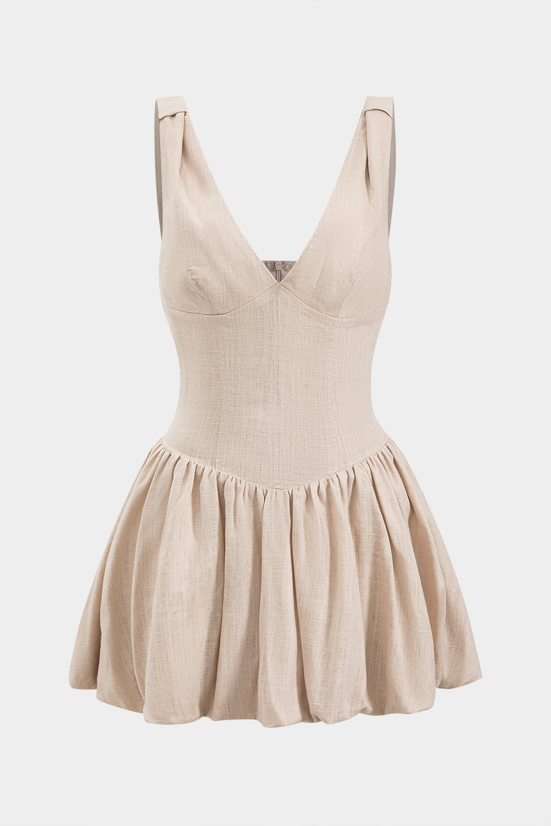 Linen Ruched Sleeveless Mini Dress