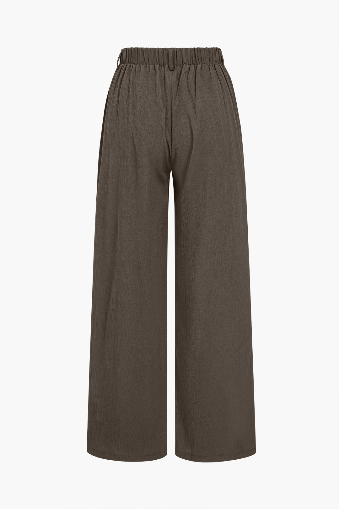 Basic Solid Ruched Wide Leg Trousers