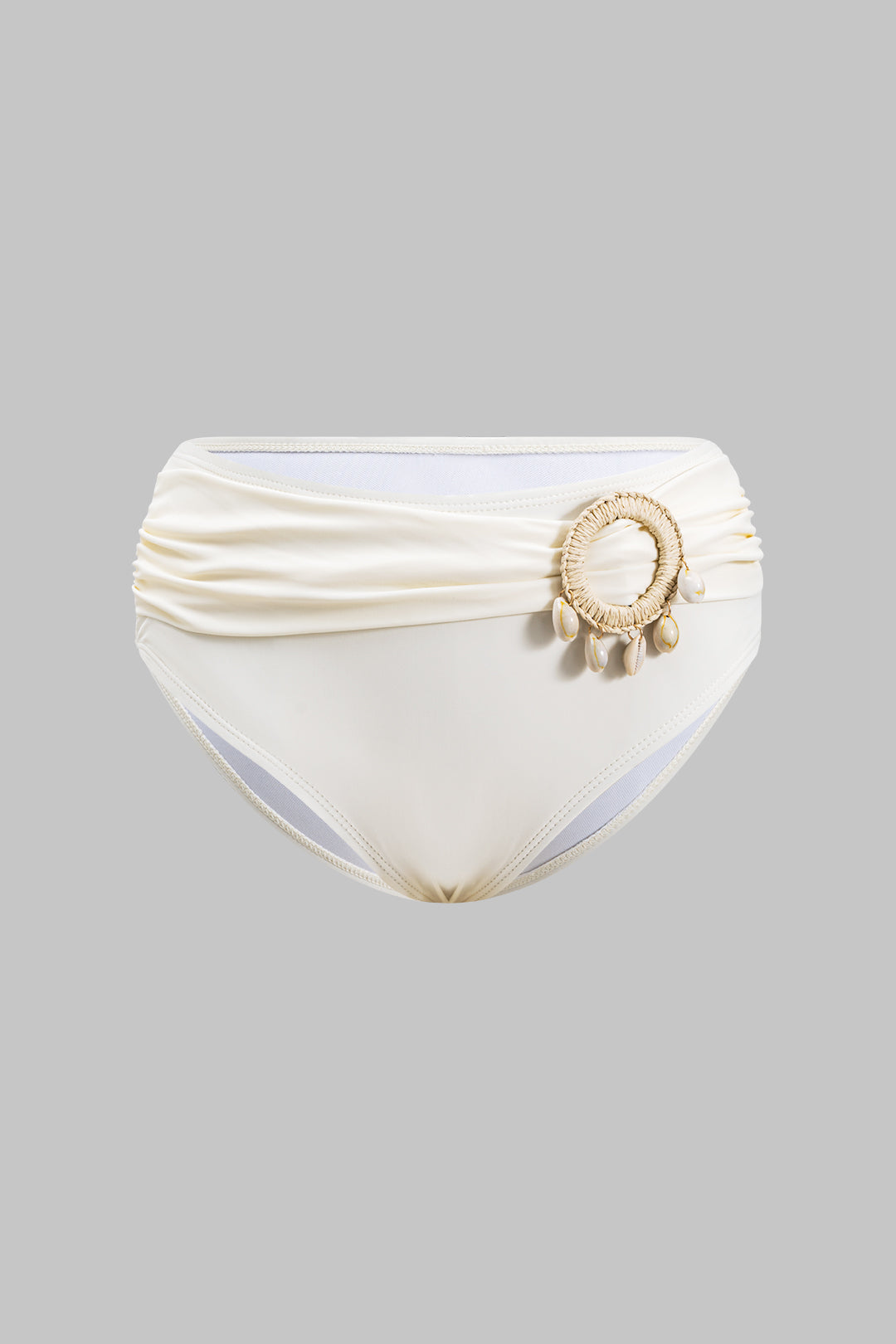 Contrast Shell Decor Ruched Bikini Set