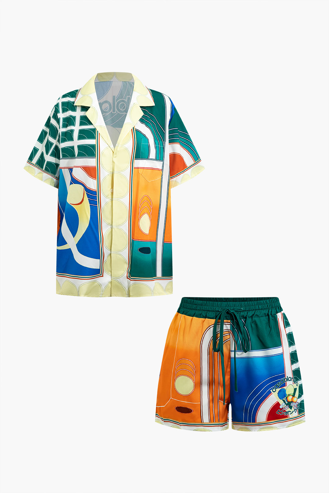 Abstract Print Shirt And Shorts Set