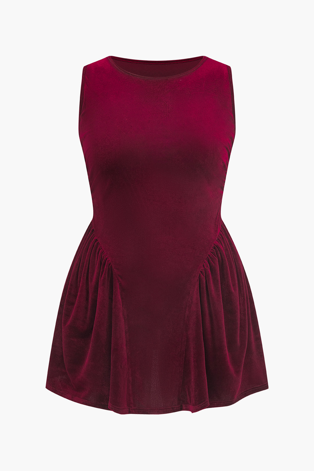 Plus Size Velvet Ruched Sleeveless Mini Dress