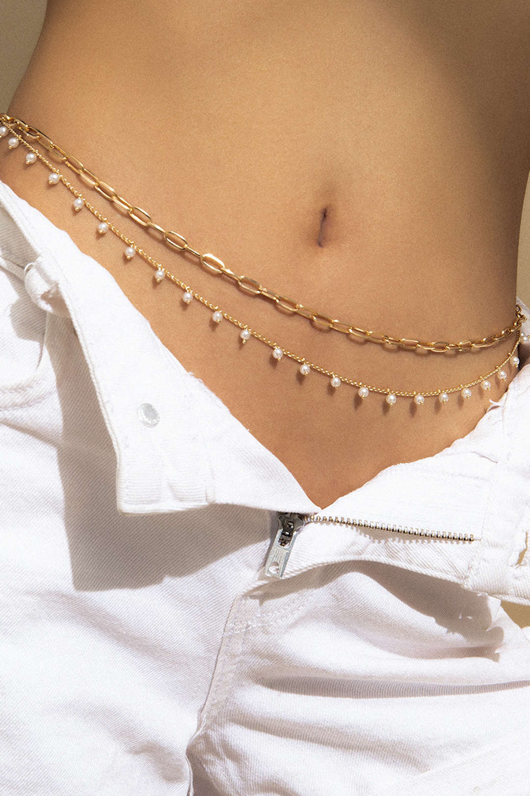 Metallic Pearl Waist Chain