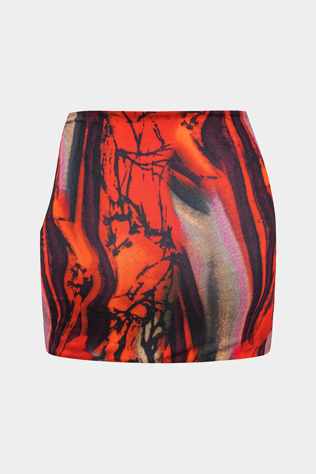 Abstract Print Metallic Ring Ruched Cut Out Skirt