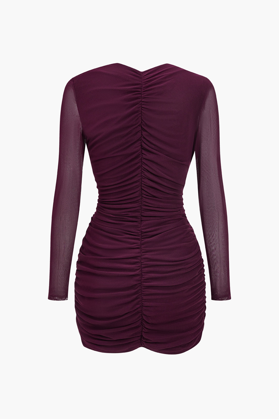 Mesh Cut Out Asymmetrical Long Sleeve Mini Dress