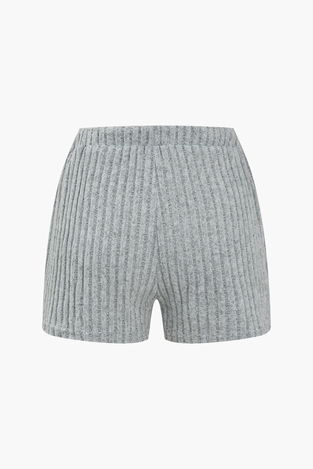 Ribbed Knit Top And Drawstring Shorts Set