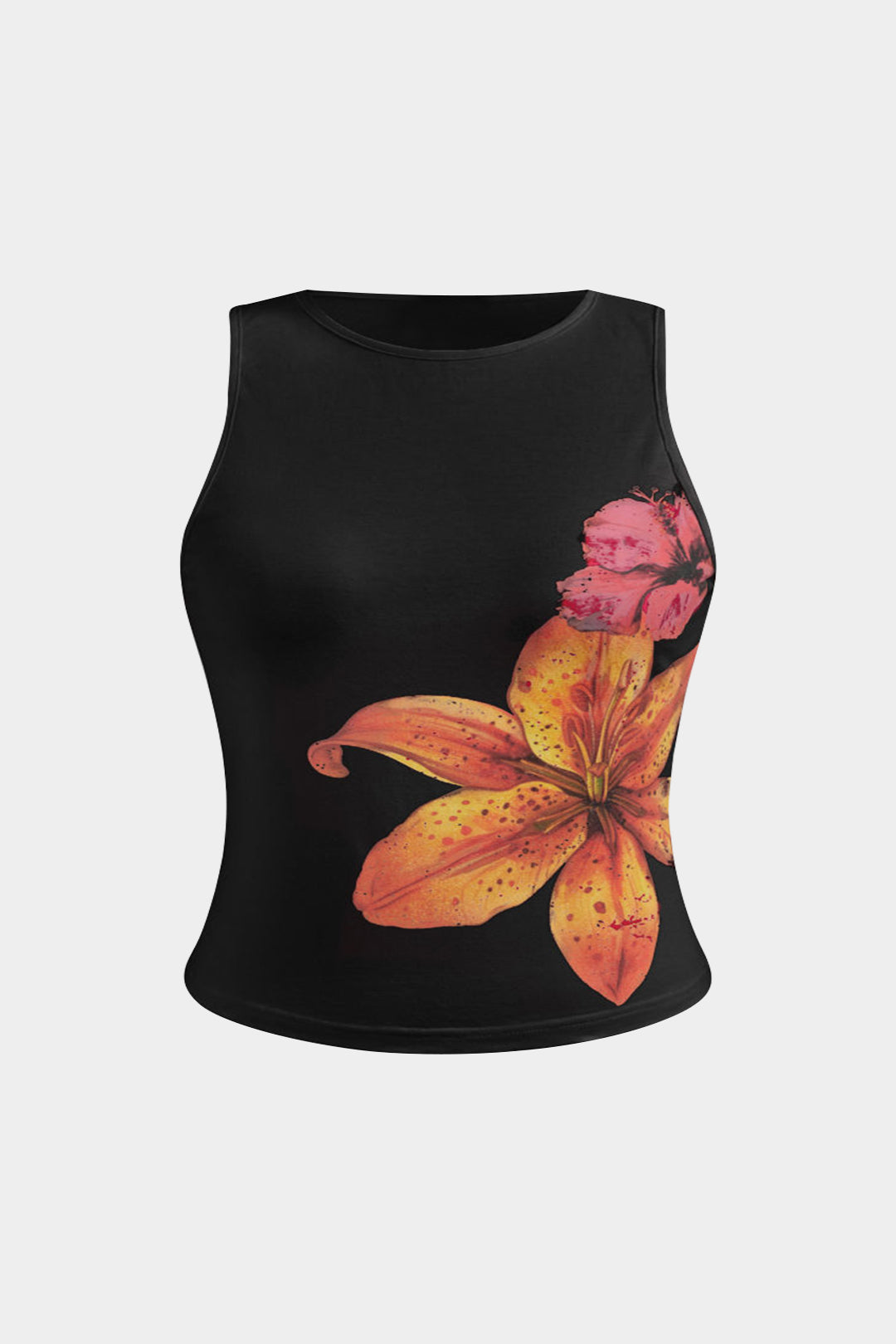 Plus Size Floral Print Sleeveless Tank Top