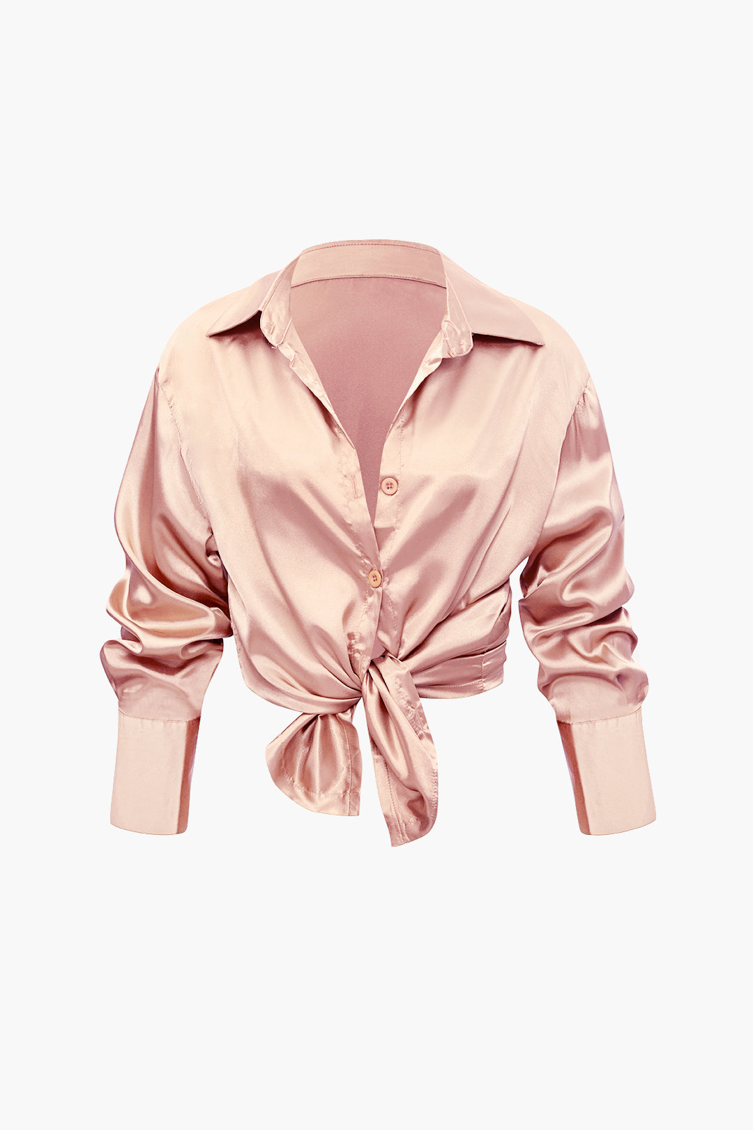 Satin Button Up Long Sleeve Shirt And Pants Set