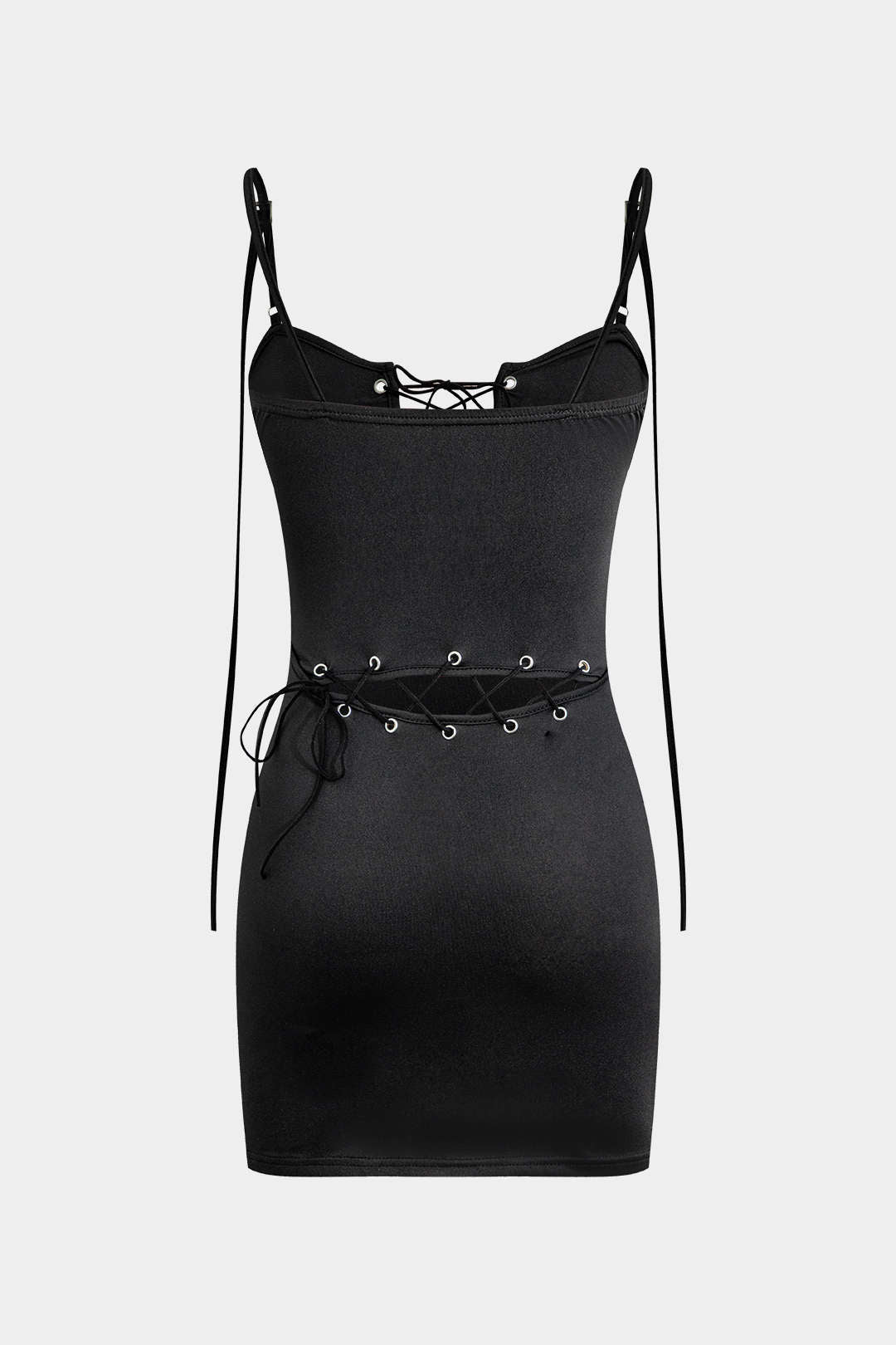 Tie Up Cut Out Slip Mini Dress